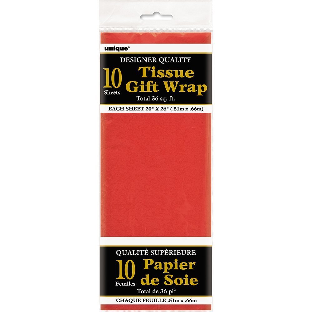 Hedvábný papír červený 10ks 51cm x 66cm